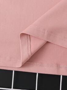 Manfinity Homme Plus Size Men's Letter Print Round Neck Short Sleeve Casual T-Shirt - Pink - View 4