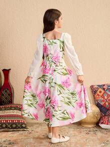 Tween Girls Casual Simple Fashion Daily Wear Dress - Multicolor - View 2