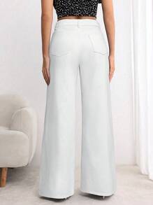 EMERY ROSE 宽腿牛仔裤，休闲又时尚，适合日常穿着 - 白色 - 查看 2