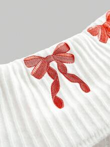 ROMWE Kawaii Cute Romantic Bow Ribbon Fitted Lace Off Shoulder Ladies Sweater - Beige - View 3