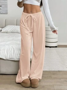 Muchica Pantalones palazzo de tejido suelto y rosa para mujer, casuales y para uso diario - Rosa - Ver 4