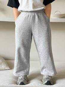 Dazy Kids Young Boy Casual Versatile Solid Color Sweatpants - Grey - View 3