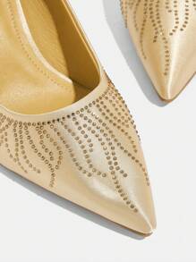 CUCCOO TILAWA 女士金色水钻尖头高跟鞋，性感优雅休闲度假派对情人节约会婚纱鞋