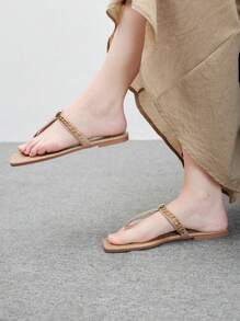 CUCCOO BIZCHIC Women's Apricot Flat Sandals, Casual Summer Holiday Daily Wear Spring Shoes Spring Break Easter - Apricot - View 5