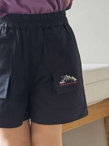 DAZY Young Boys Graphic Printed Shorts With Pockets - Navy Blue - View 1