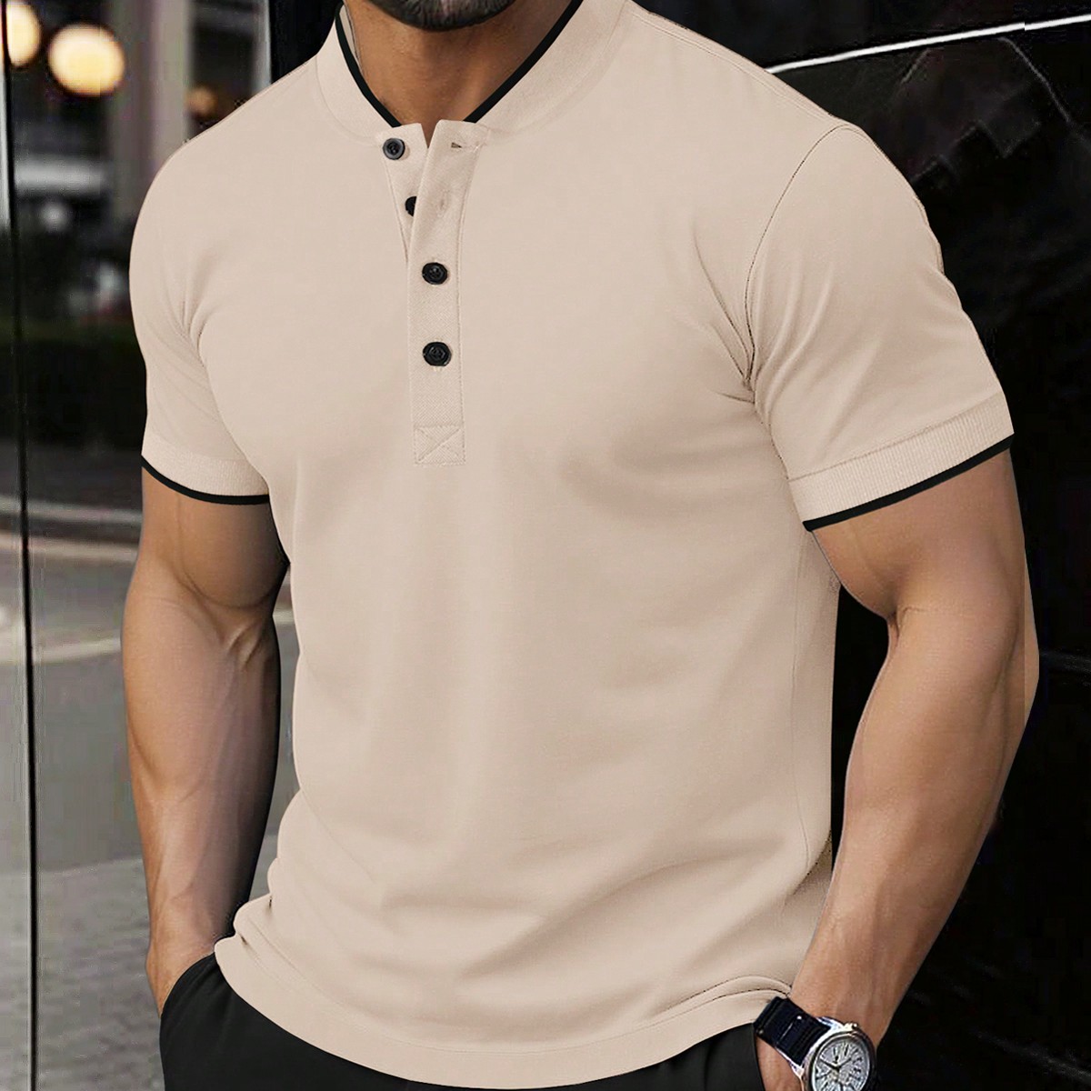 Camisa polo de manga corta para hombre, estilo simple, casual, de uso diario, formal, para ceremonias