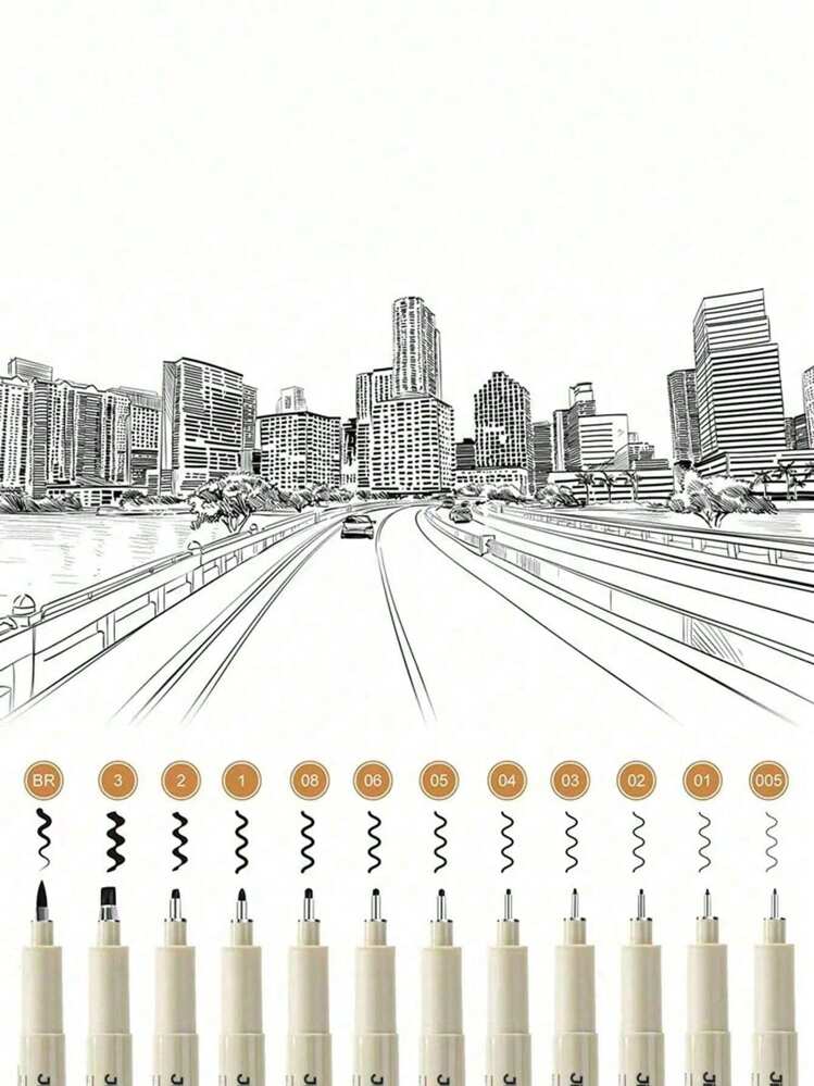 6件/9件/12件针管笔套装，漫画素描笔，水性颜料绘图笔，重返校园 - 黑色 - 查看 4