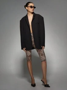 MISSGUIDED Leopard Print High Rise Biker Shorts Compression Workout Athletic Gym Running Cycling Shorts Dance Yoga Capri Length Leggings - Multicolor - View 7