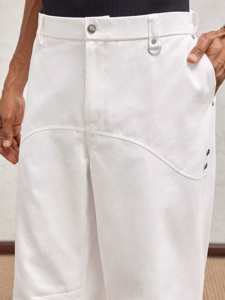 Men's Slim Fit Woven Mid-Waist Straight Leg Casual Pants, Suitable For Everyday Wear