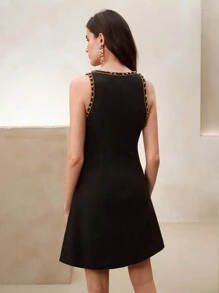 Anewsta French Elegant High-End Embellished Gold Sequin Beaded Sleeveless Dress - Black - View 2