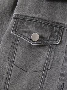 SHEIN Set de 2 piezas de camisa de manga corta de denim y pantalones cortos para niños preadolescentes