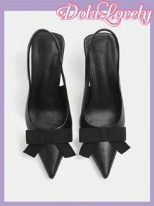 Dola Lovely Women's 2024 New Gold Mules, 2024 Spring/Autumn Pointed Toe Thin Heel Design Elegant, Fashion Versatile High Heels To Match Dresses Valentine's Day - Black - View 5