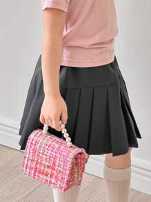 DAZY Young Girl Solid Color Short Sleeve Simple Casual Daily Mini Skirt - Grey - View 5