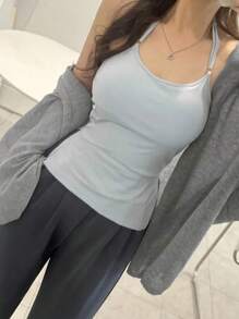 DAZY 1pc Women Solid Color Loose Fit Bell Sleeve Cardigan Sweater Tee, Spring/Summer/Autumn