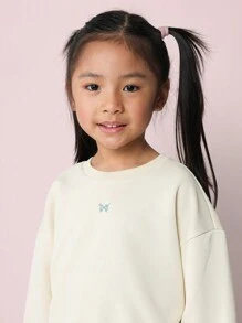 SUMWON Young Girls Comfy Crop Fit Cuff Sweater And Joggers 2 Piece Set - Apricot - View 5