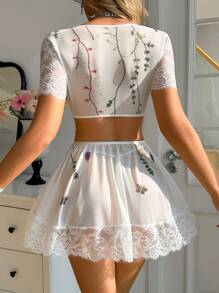 3 件套蕾丝拼接性感女士内衣套装