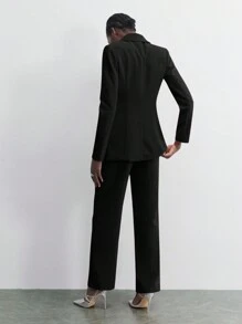 Maija Modern Slim Fit Padded Shoulder Suit Set, Elevated Look For Parties And Gatherings, Spring/Summer - Black - View 7