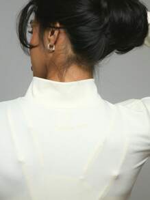 Musera Sport Zip Through Long Sleeve Fitted Top, Padel, Tennis, Pickleball Gym Fitness - Apricot - View 6