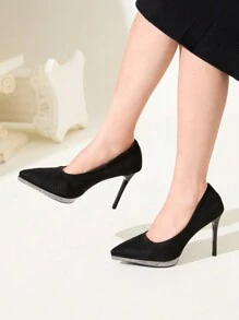 CUCCOO CHICEST Chaussures à talons hauts noires sexy et imperméables pour femmes. Plateforme avec strass et brillante, idéales pour les robes de mariée et de soirée, les fêtes et le travail formel. Escarpins à bout pointu pour la Saint-Valentin