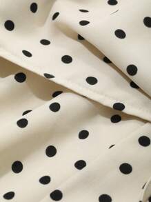 DAZY Women's 2 Pieces Set: Polka Dot V-Neck Puff Sleeve Cropped Blouse And Ruffle Hem Skirt