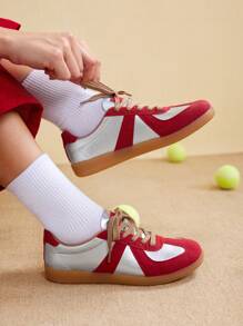 CUCCOO EASI 2024 Spring/Summer Women Casual Flat Sneakers Spring Shoes Tainers - Red - View 4