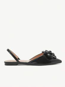 CUCCOO CHICEST Black Camellia Pointed Toe Flats, Cute & Elegant For Casual, Holiday, Party, Valentine's Day, Wedding, Banquet Spring Shoes Spring Break Easter - Black - View 4
