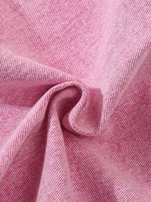 Girls' Washed Denim Pink Sleeveless Shirt Dress - Pink - View 4