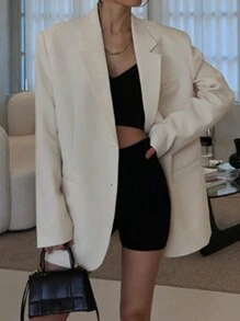 DAZY Loose Oversized Street Style Blazer Jacket For Women, Streetwear Regular Jacket Women Coats