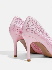 CUCCOO TILAWA Women's Pink Crystal Pointed Toe Stiletto High Heels, Sexy Elegant Casual Resort Party Date Wedding Shoes Spring Shoes Spring Break Easter Prom Heels