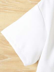 SHEIN Young Boy Stand Collar Wide Banded Solid Color Casual Shirt, Suitable For Any Occasion, Comfortable And Breathable, Skin-Friendly Soft Fabric, Versatile And Durable, Ideal For Summer - White - View 7