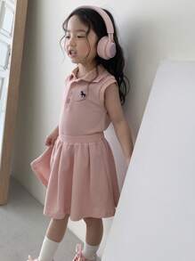 Dazy Kids 2 件套休闲年轻女孩简约时尚上衣和下装 - 粉色 - 查看 5