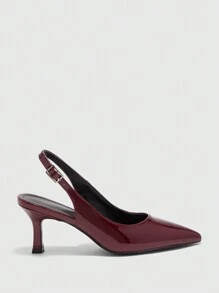 CUCCOO BIZCHIC 栗色亮面皮革尖头高跟鞋，女士正装鞋，适合通勤、约会、聚会、度假