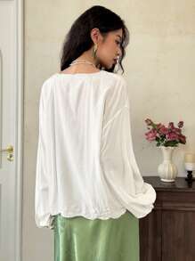 EastFlair 女士长袖衬衫，简约时尚休闲日常穿着 - 白色 - 查看 5