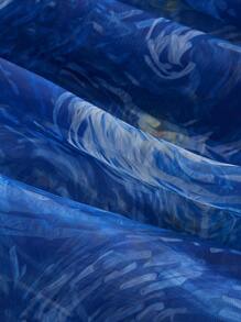 SHEIN MOD 女款梵高“星夜”印花连衣裙，复古宫廷风泡泡袖，艺术系列，情人节连衣裙，女士度假装，夏季连衣裙，女士生日连衣裙