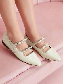 CUCCOO DOLLMOD Damen Spitzschuh Ballerina Flats mit Vintage-Stil, bequem, ideal für Frühlings-Outfits - Chantilly - Übersicht 3