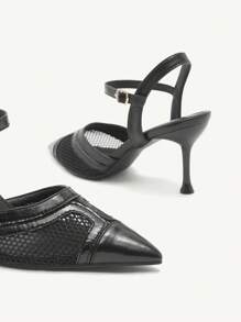 CUCCOO CHICEST Modische spitz zulaufende, Cut Out, atmungsaktive High-Heel-Sandalen für Frauen, schwarz