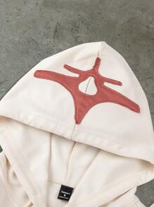 Men's Hooded Sweatshirt, Casual Patchwork Letter Graphic Drawstring Hoodie - Multicolor - View 5