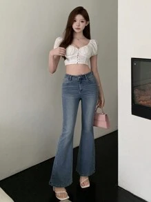 DAZY 复古西式女式喇叭牛仔裤