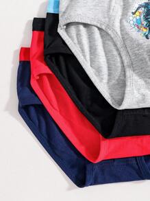 4pcs/Pack Teenage Boys Minimalist Fashion Soccer Graphic Cotton Soft Breathable Briefs - Multicolor - View 4