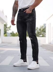 Manfinity Homme Men's Simple Casual Everyday Wear Denim Jeans