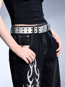 ROMWE Grunge Punk 1 Pc Ladies' Dual Air Vent Waist Belt, Suitable For Pairing With Jeans
