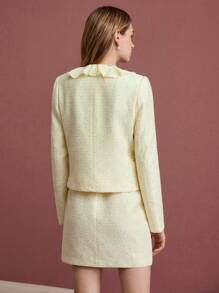 MOTF PREMIUM GIACCA CON FINITURE A VOLANT IN TWEED - Beige - Visualizzare 4