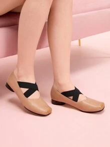 CUCCOO DOLLMOD Women's Square Toe Criss-Cross Strap Fashion High Heel Dress Pumps - Khaki - View 4