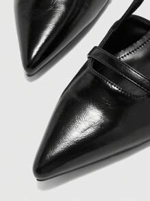 CUCCOO BIZCHIC 女士尖头镂空踝带小猫高跟鞋，优雅别致的正式一脚蹬办公室高跟鞋，舒适的黑色仿皮工作鞋或情人节约会鞋 - 黑色 - 查看 7