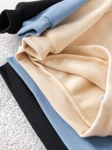 SHEIN Leap Crew 6 件套男婴和女婴休闲字母印花图案连帽衫运动衫 + 宽松裤，6 件套服装适合日常休闲、运动、秋冬 - 卡其色 - 查看 7