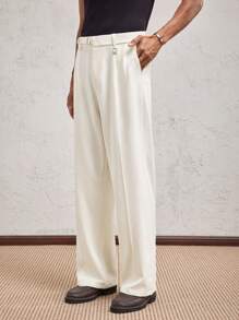 AKNOTIC Party Men's Loose Woven Casual Straight Leg Long Pants, Suitable For Everyday Wear - Apricot - View 6