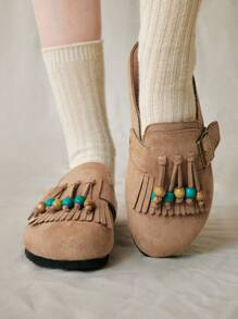 Solecia 女士休闲流苏装饰平底鞋 - 棕色 - 查看 6