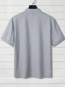Manfinity Mode 男士时尚休闲 Polo 衫，韩版时尚日常穿着 - 灰色 - 查看 2