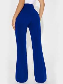 Women Elegant Straight Leg Dress Pants - Blue - View 3