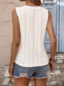 EMERY ROSE Women's Plain Round Neck Sleeveless Simple Tank Top, Casual Daily Wear - White - View 2